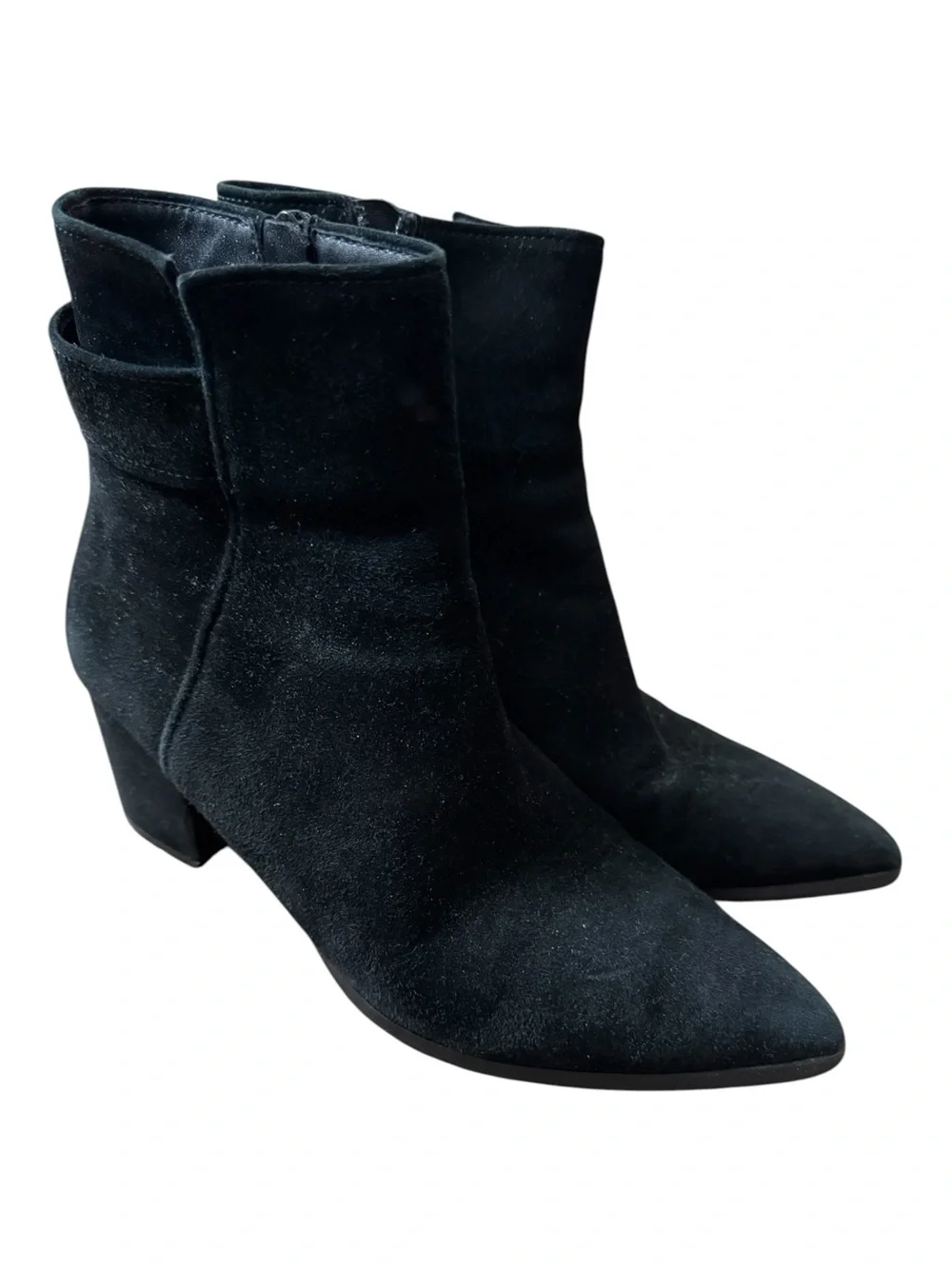 Vaneli Black Suede Pointed Ankle Booties